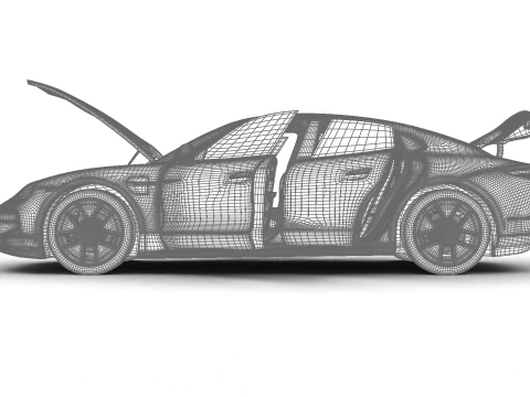 Porsche Taycan 4 Edi&ccedil;&atilde;o Preta 2026 HQ Modelo 3D