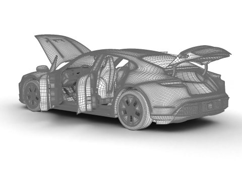 Porsche Taycan 4S Black Edition 2026 HQ 3D Modell