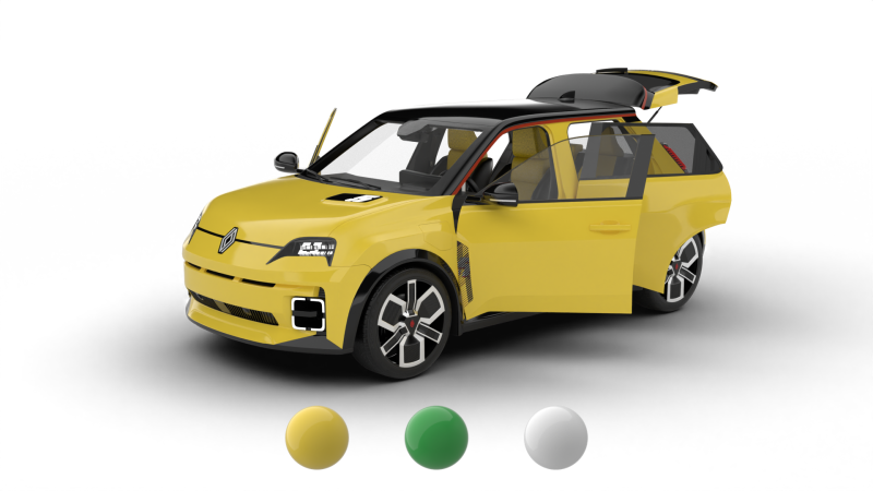 Renault 5 E-Tech 2025 HQ 3D Model .c4d .max .obj .3ds .fbx .stl .blend 