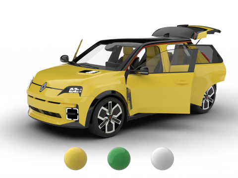 Renault 5 E-Tech 2025 HQ 3D Модель
