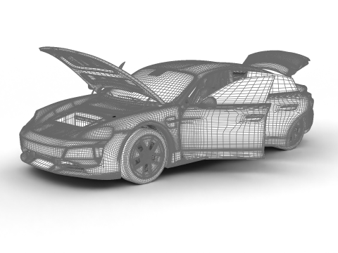 Porsche Taycan Turbo S 2025HQ Modello 3D