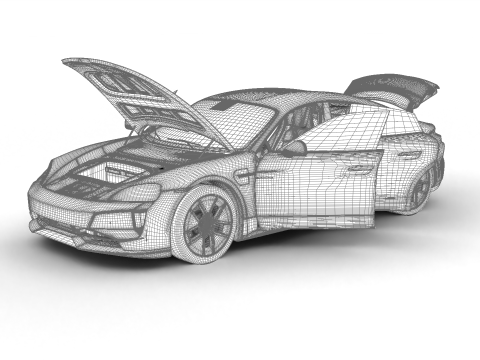 Porsche Taycan Turbo 2025 HQ Modello 3D