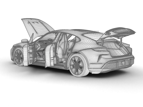 Porsche Taycan Turbo 2025 HQ Modello 3D