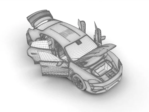 Porsche Taycan Turbo 2025 HQ 3D Model