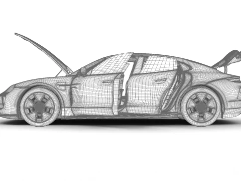 Porsche Taycan Turbo 2025 HQ 3D Model
