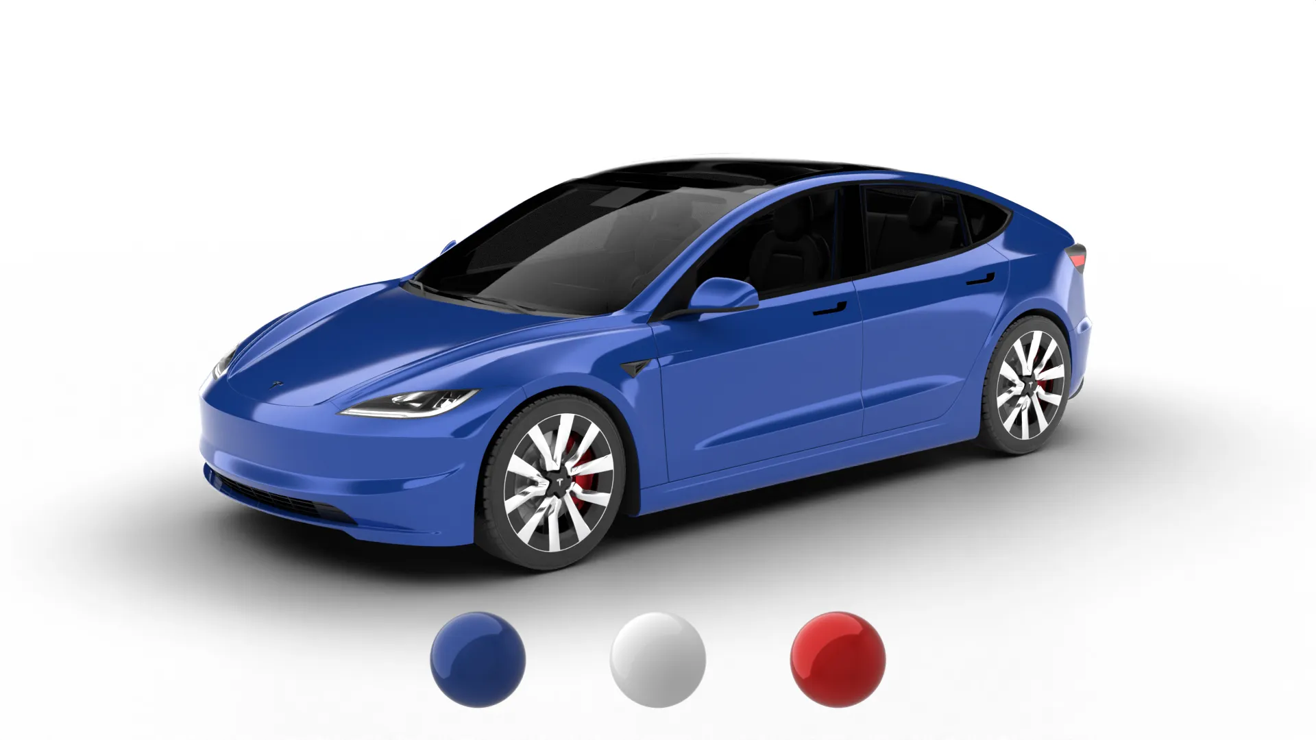 Tesla Model 3 2024 3D Model .c4d .max .obj .3ds .fbx .stl .blend