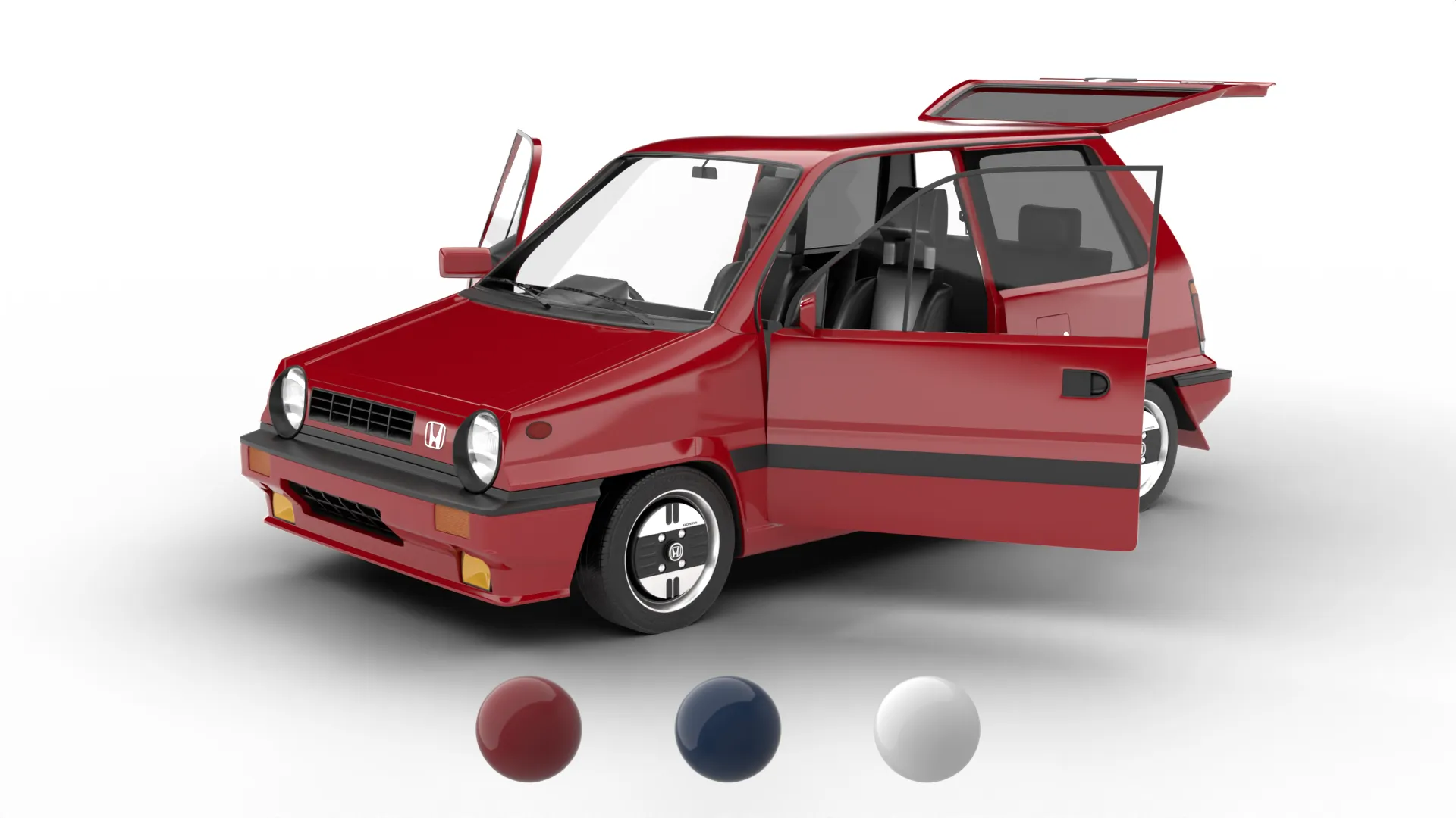 Honda City R 1985 HQ 3D Model .c4d .max .obj .3ds .fbx .stl .blend 