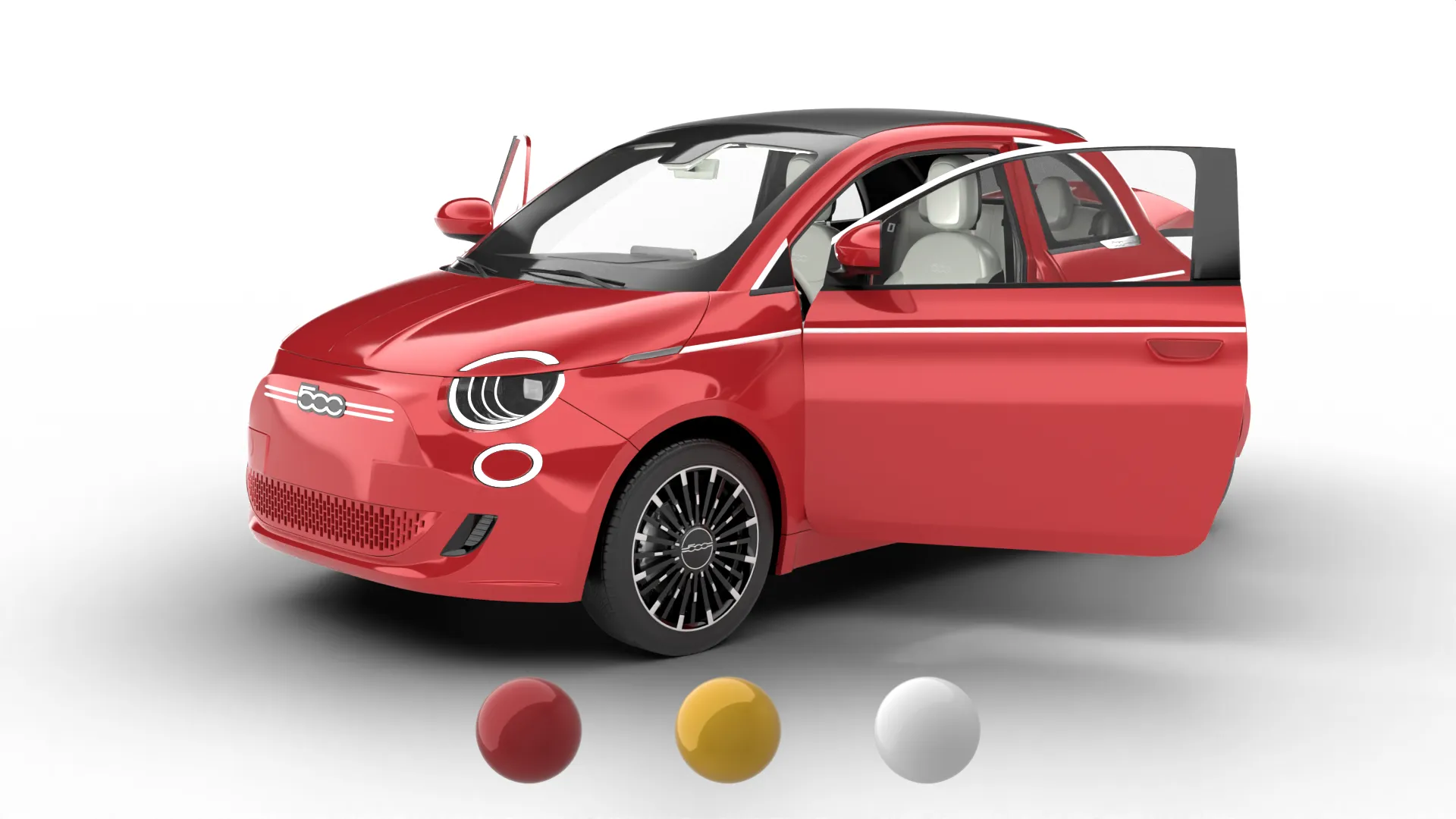 Fiat 500 Hybrid Cabrio 2026 HQ 3D Model .c4d .max .obj .3ds .fbx .stl .blend 