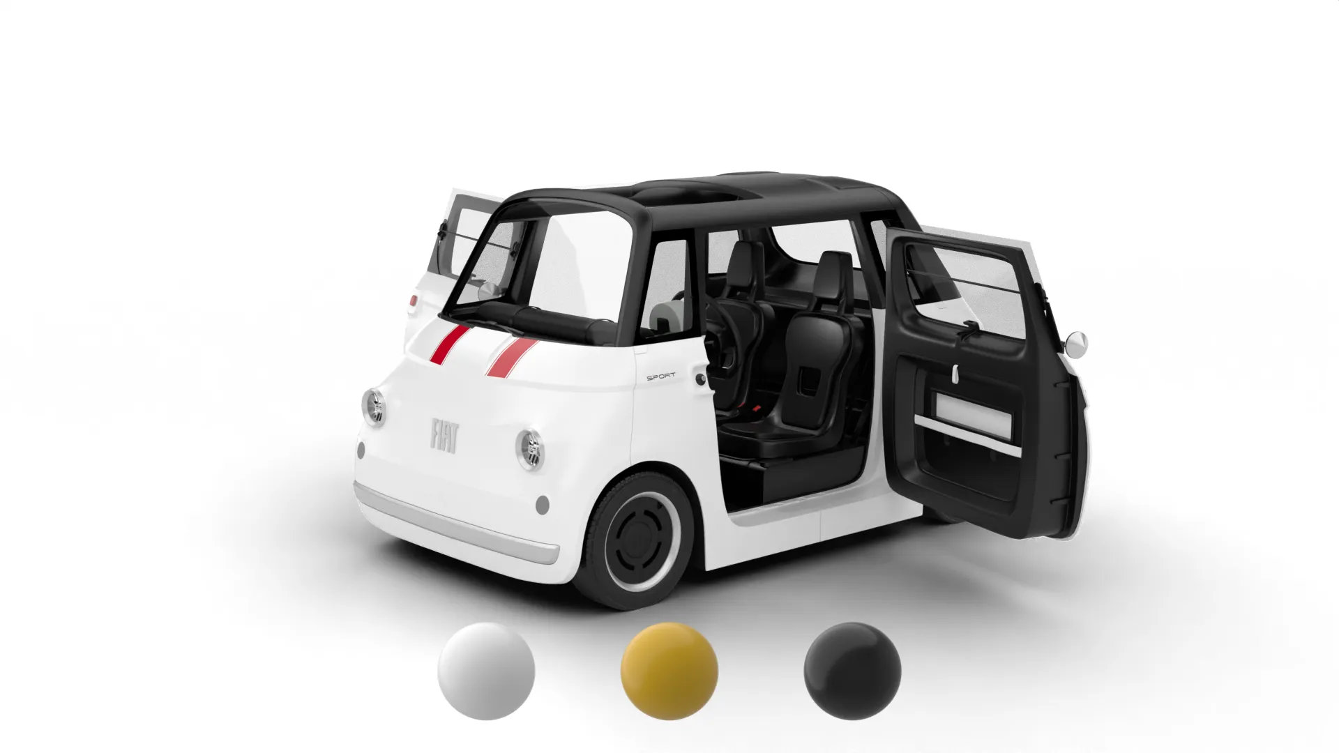 Fiat Topolino Sport 2025 HQ 3D Model .c4d .max .obj .3ds .fbx .stl .blend 