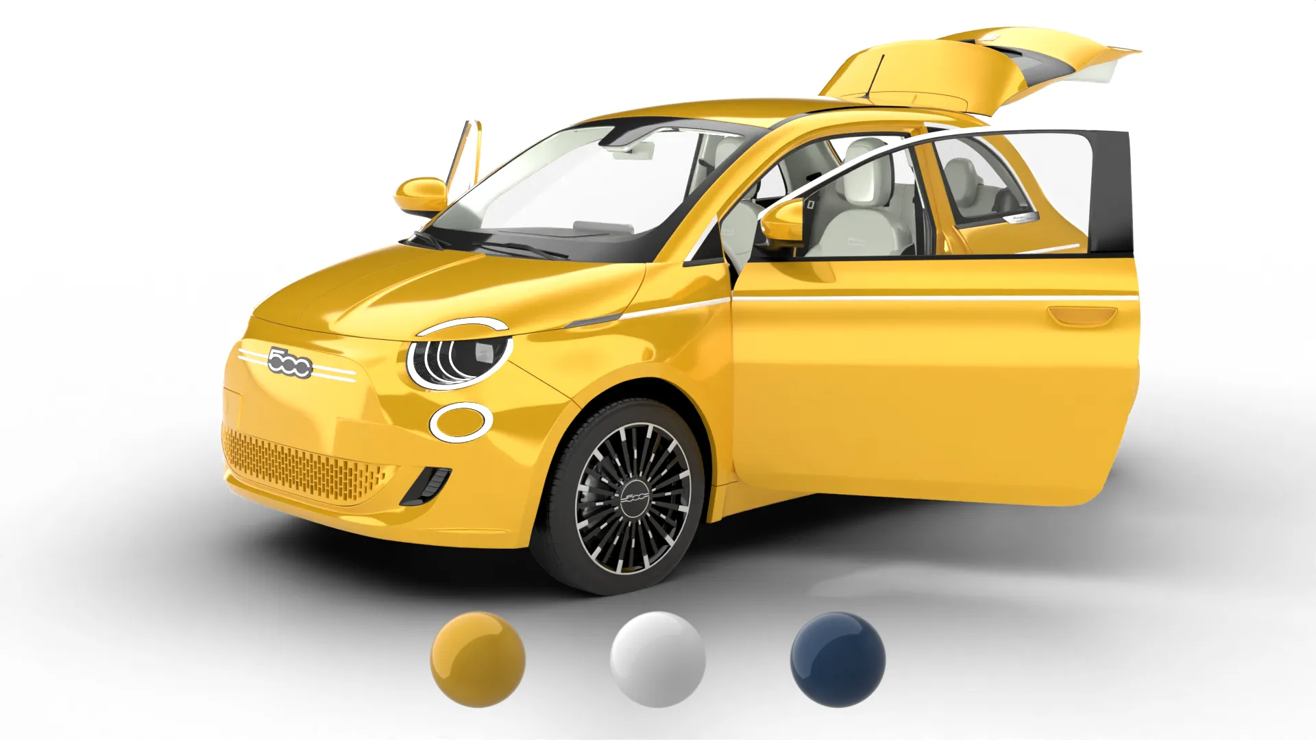Fiat 500 Hybrid 2026 HQ 3D Model .c4d .max .obj .3ds .fbx .stl .blend 