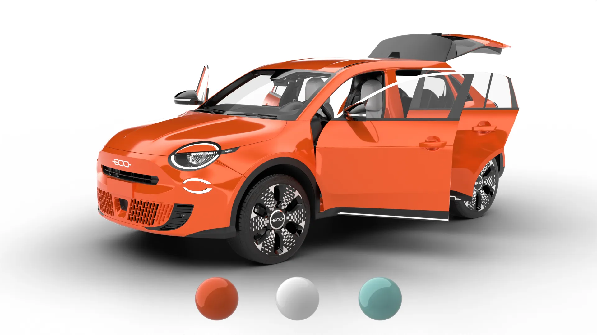Fiat 600e 2024 HQ 3D Model .c4d .max .obj .3ds .fbx .stl .blend 
