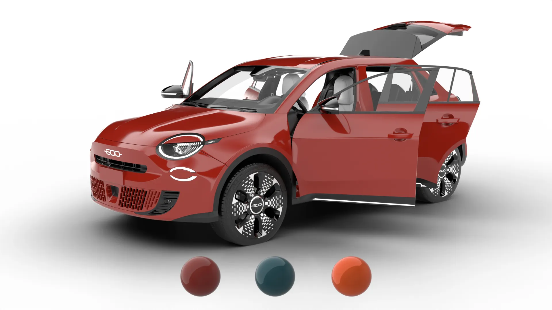 Fiat 600 Benzina 2024 HQ 3D Model .c4d .max .obj .3ds .fbx .stl .blend 