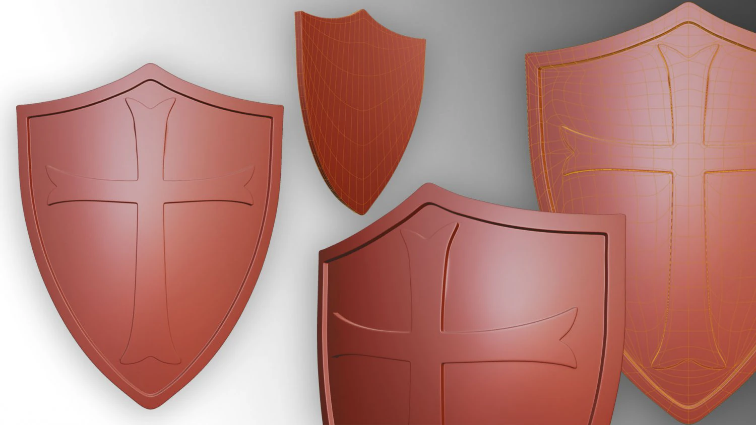 Templar shield 3D Model .c4d .max .obj .3ds .fbx .stl .blend 