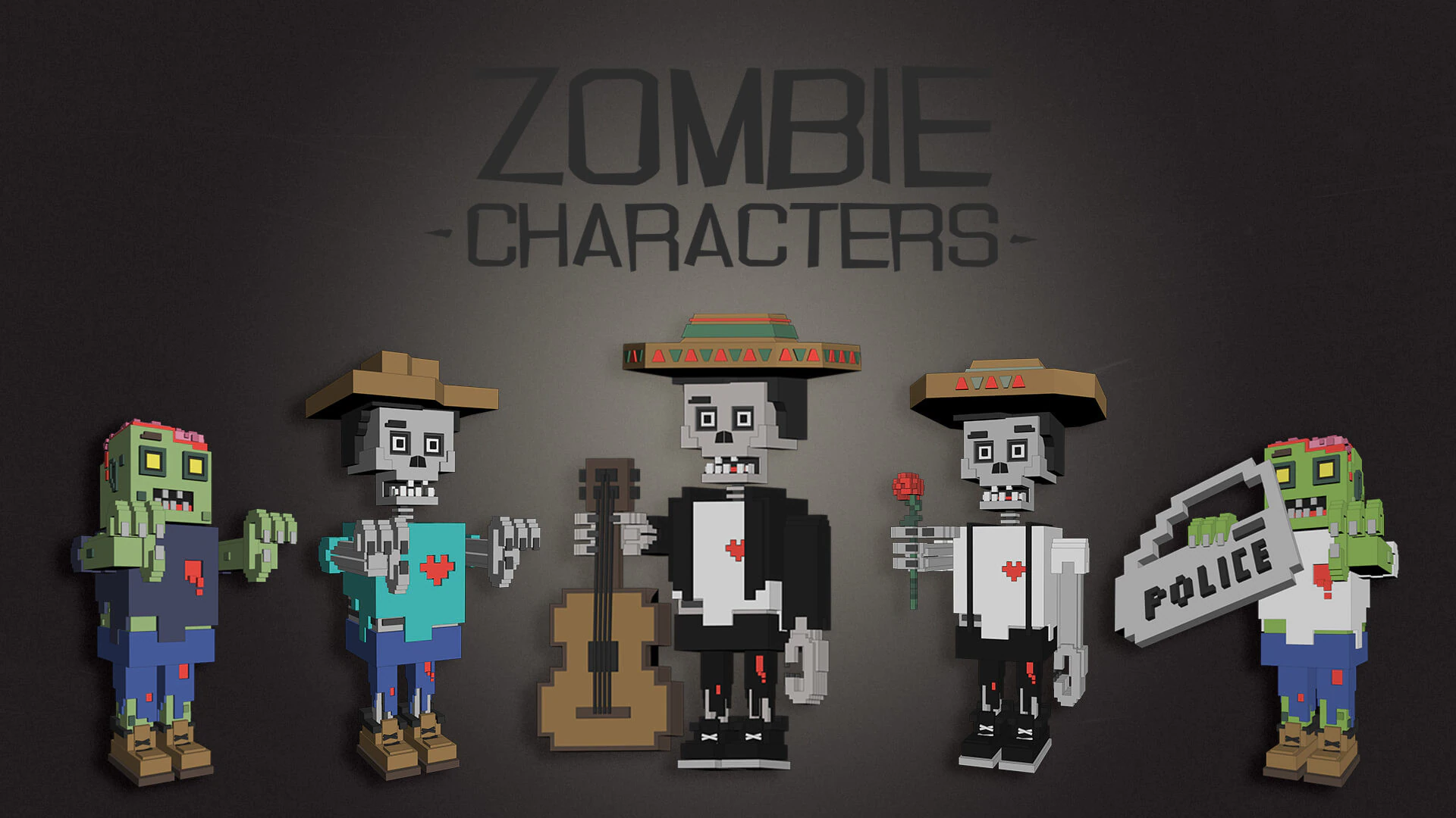 Zombie Characters 3D Model .c4d .max .obj .3ds .fbx .stl .blend