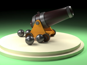 Old Cartoon Cannon 01 3D Model