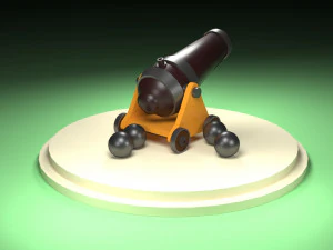 Old Cartoon Cannon 01 3D Model