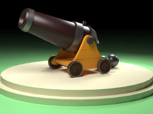 Old Cartoon Cannon 01 3D Model