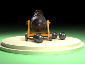 Old Cartoon Cannon 01 3D Model