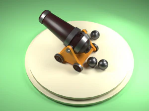 Old Cartoon Cannon 01 3D Model
