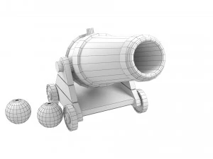 Old Cartoon Cannon 01 3D Model