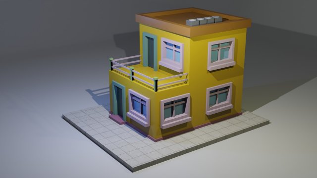 Low Poly Building 13 Model 3D .c4d .max .obj .3ds .fbx .stl .blend 