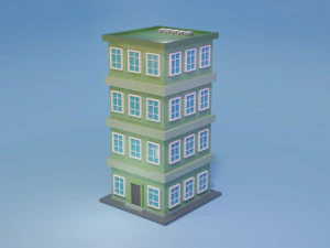 Edif&iacute;cio Low Poly 14 Modelo 3D