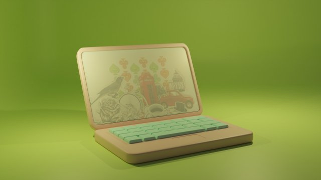 Low Poly Cartoon Laptop 01 3D Model .c4d .max .obj .3ds .fbx .stl .blend 