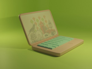 Low Poly Cartoon Laptop 01 3D Model