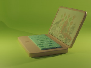 Low Poly Cartoon Laptop 01 3D Model
