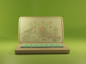 Low Poly Cartoon Laptop 01 3D Model