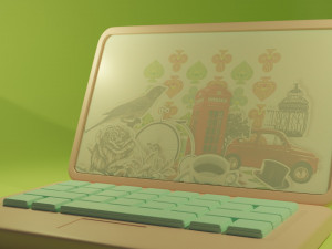 Low Poly Cartoon Laptop 01 3D Model