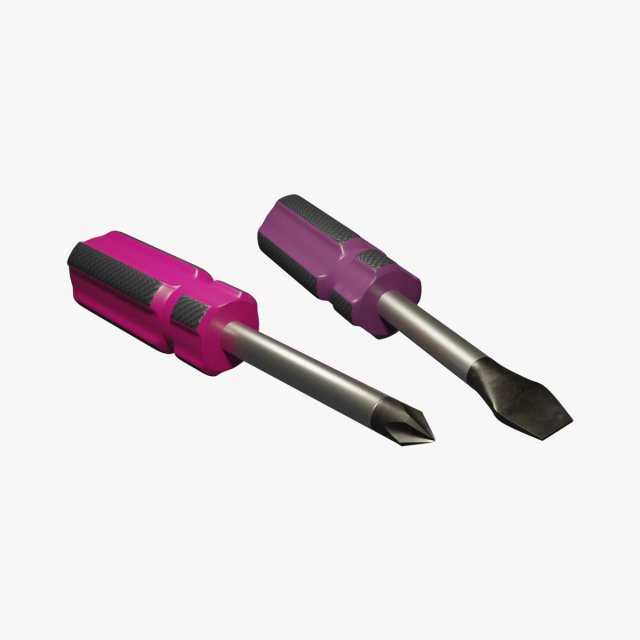 Screwdrivers 01 3D Model .c4d .max .obj .3ds .fbx .stl .blend 