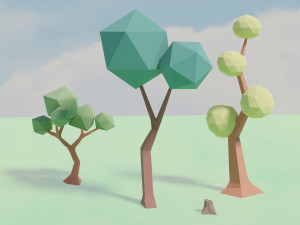 Low poly Trees 01 3D Модель