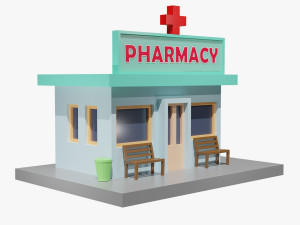 Low Poly Cartoon Building - 0068 3D 모델