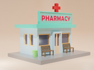 Low Poly Cartoon Building - 0068 Modelo 3D
