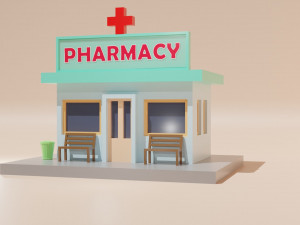 Low Poly Cartoon Building - 0068 Modelo 3D