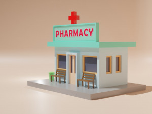 Low Poly Cartoon Building - 0068 Modelo 3D