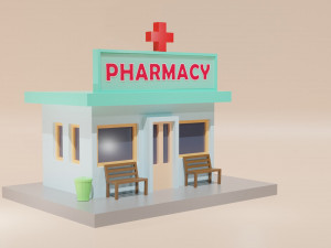 Low Poly Cartoon Building - 0068 Modelo 3D