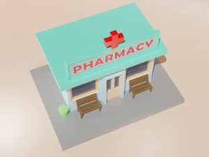 Low Poly Cartoon Building - 0068 Modelo 3D