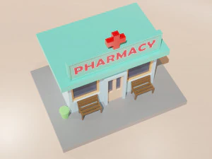 Low Poly Cartoon Building - 0068 3D Model