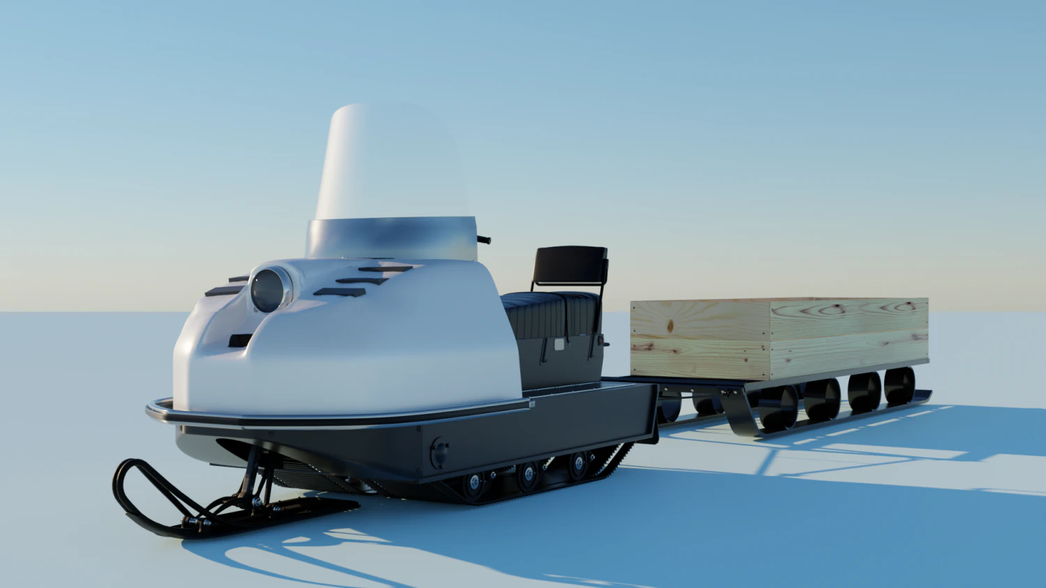 Snowmobile Buran with sleigh 3D Model .c4d .max .obj .3ds .fbx .stl .blend