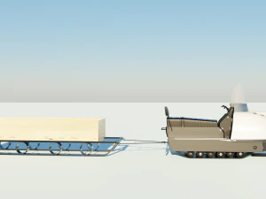 Snowmobile Buran with sleigh 3D Model