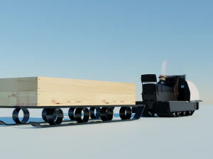 Snowmobile Buran with sleigh 3D Model