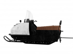 Old snowmobile Buran with sleigh Model 3D