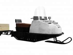 Old snowmobile Buran with sleigh Model 3D