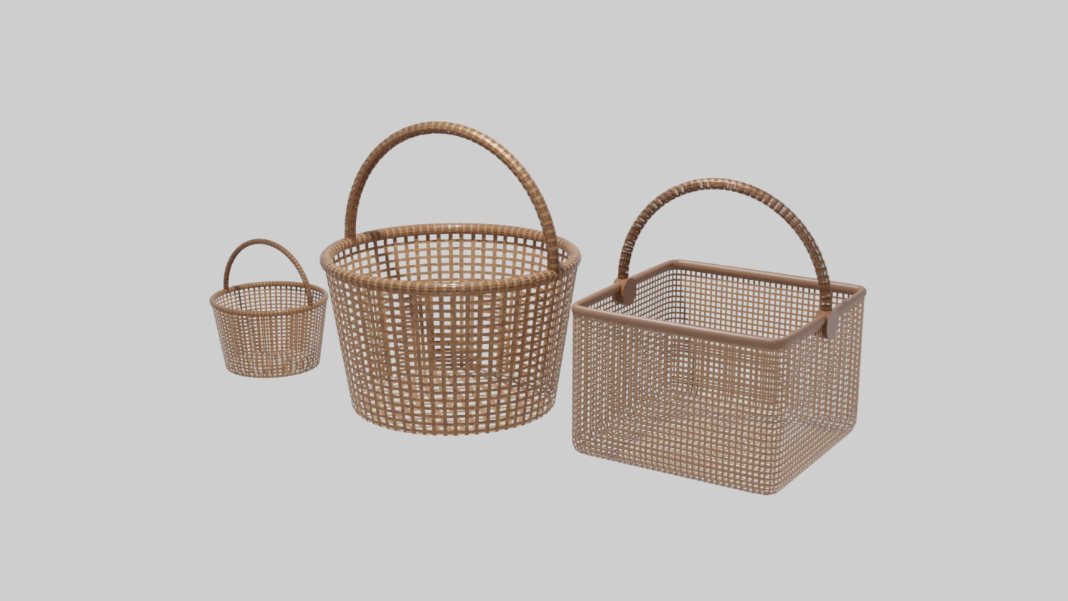 Set of baskets 3D Model .c4d .max .obj .3ds .fbx .stl .blend 