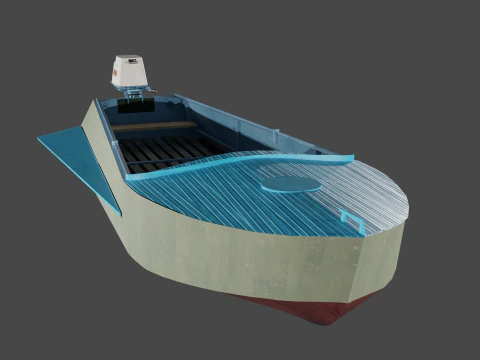 Bateau soviétique Kazanka avec moteur hors-bord Vihr-30 Modèle 3D