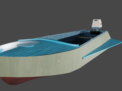 Soviet boat Kazanka with outboard motor Vihr-30 3D Model