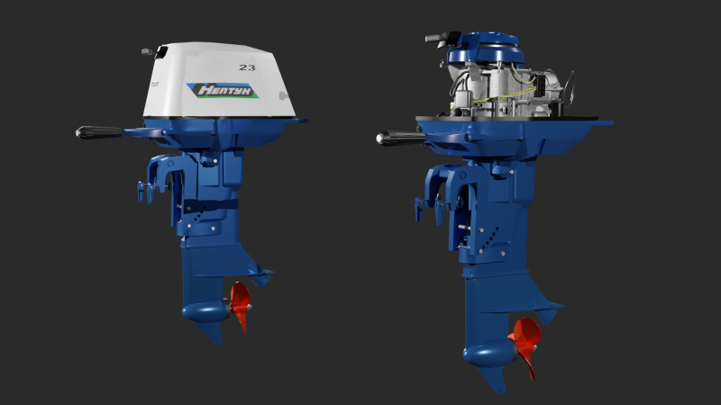 Soviet outboard motor Neptune-23 Modelo 3D .c4d .max .obj .3ds .fbx .stl .blend 