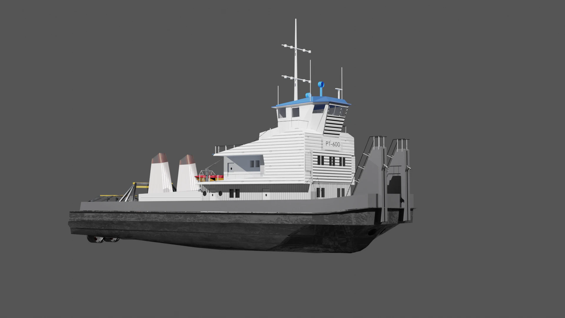 Soviet motor ship pusher tug type RT-600 project 1741AM 3D Model .c4d .max .obj .3ds .fbx .stl .blend